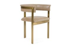 Boswell - Modern Brown Faux Leather + Gold Dining Chair