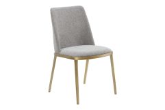 Brent- Contemporary Light Grey Fabric + Brass Dining Chair Set of 2