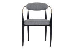 Buchtel - Mid-Century Modern Medium Grey + Gold Arm + Black Dining Chair