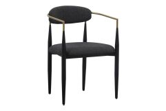 Buchtel - Mid-Century Modern Dark Grey + Gold Arm + Black Dining Chair