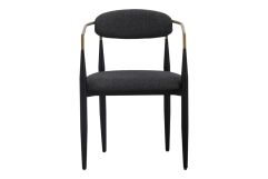 Buchtel - Mid-Century Modern Dark Grey + Gold Arm + Black Dining Chair