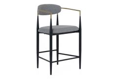 Buchtel - Mid-Century Modern Medium Grey + Gold Arm + Black Counter Chair