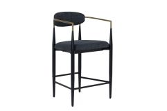 Buchtel - Mid-Century Modern Dark Grey + Gold Arm + Black Counter Chair