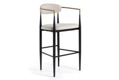 Buchtel - Mid-Century Modern Beige + Gold Arm + Black Bar Chair