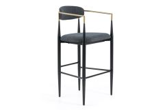 Buchtel - Mid-Century Modern Dark Grey + Gold Arm + Black Bar Chair