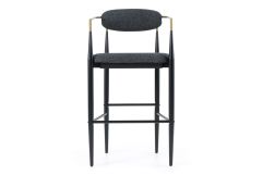 Buchtel - Mid-Century Modern Dark Grey + Gold Arm + Black Bar Chair
