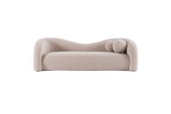 Calico - Contemporary Beige Pebble Fabric 4-Seat Sofa