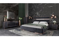 Cartier Modern Black Velvet & Rosegold Bed