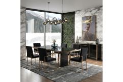 Cartier Modern Black & Rosegold Dining Table Set