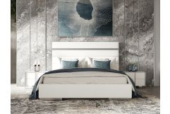 Cartier - Modern White Vegan Leather + Stainless Steel 4-Piece Bedroom Set