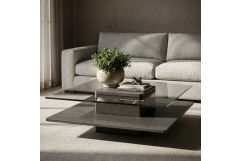Clarion Modern Grey Elm & Glass Coffee Table