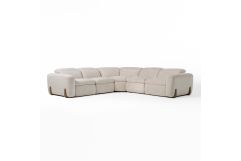 Conrad - Modern Beige Fabric Sectional Sofa With 3 Recliners