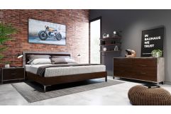 Conner Modern Dark Walnut & Faux Concrete Bed