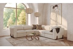 Conrad - Modern Beige Fabric Sectional Sofa With 3 Recliners