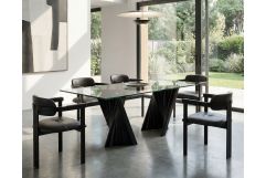 Corbin Mid-Century Black Ash & Glass Dining Table