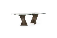 Corbin Mid-Century Grey Ash & Glass Dining Table