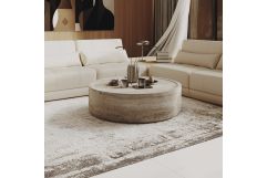 Cozad - Modern Faux Travertine Round Coffee Table
