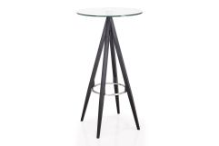 Dallas - Clear Glass and Black Metal Bar Table