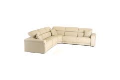 Dalton - Modern Italian Cream Leather Sectional Sofa + Recliners