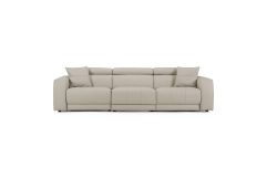 Dalton - Modern Italian Light Grey Leather 4-Seat Sofa + 2 Recliners