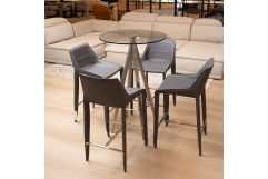 Halo - Modern Grey Saddle Leather Counter Stool