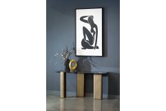 Quest - Modern Black Rose Marble + Antique Brass Console Table