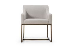 Elijah - Modern Grey & Copper Antique Brass Dining Chair