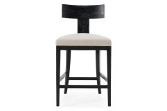 Fabien - Mid-Century Modern Beige Linen + Black Walnut Counter Chair