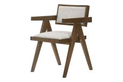 Fern - Modern Walnut and Beige Dining Chair Set of 2