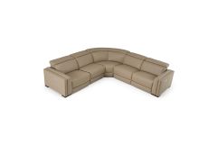 Frazier - Modern Tan Leather Sectional Sofa with 3 Recliners