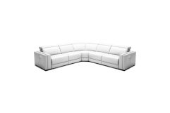 Frazier - Modern White Leather Sectional Sofa with 3 Recliners
