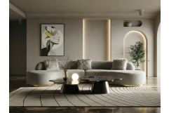 Frontier - Glam Grey Fabric Curved Sectional Sofa