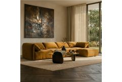 Gene - Modern Ochre Fabric Modular Sectional Sofa