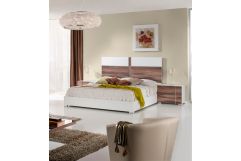 Giovanna Italian Mid-Century White & Cherry Bed