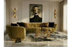 Granby - Glam Mustard + Gold Fabric Sectional Sofa