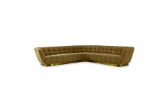 Granby - Glam Mustard + Gold Fabric Sectional Sofa