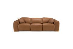 Hagerty - Modern Brown Leather Sofa with 2 Power Recliners