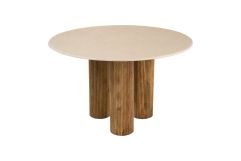 Hayden - Modern Marble + Wood Round Dining Table