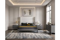 Heloise - Contemporary White Leather & Grey Elm 4-Piece Bedroom Set