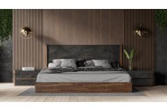 Rado - Modern Walnut & Volcanic Slate 4-Piece Bedroom Set