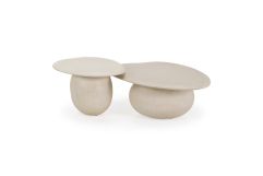 Kalvin - Modern Beige Fiberform Nesting Coffee Table Set