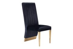 Keisha - Modern Black Velvet and Gold Dining Chair Set of 2