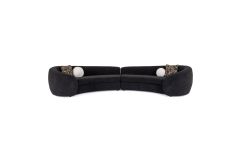 Kilmer Modern Black Curved Fabric Sectional Sofa