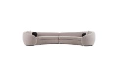 Kilmer Modern Grey Curved Fabric Sectional Sofa
