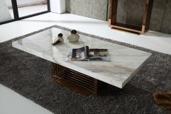Kingsley Modern Marble & Rosegold Coffee Table