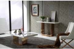 Kingsley Modern Marble & Rosegold Coffee Table