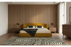 Lambert + Soria - Modern Burnt Orange Fabric + Walnut 4-Piece Bedroom Set