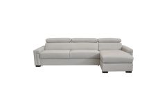 Lamod Italia Sacha - Modern Light Grey Leather Reversible Sectional Sofa Bed with Storage