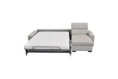 Lamod Italia Sacha - Modern Light Grey Leather Reversible Sectional Sofa Bed with Storage