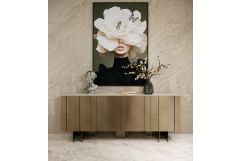 Kiefer - Modern Faux Travertine Ceramic + Bronze Buffet